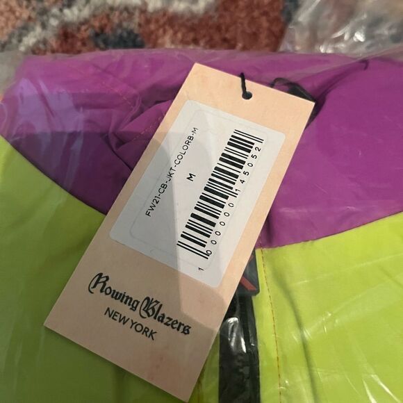 NWT Rowing Blazers Colorblock cashball jacket neon colorblock size M - Picture 4 of 6